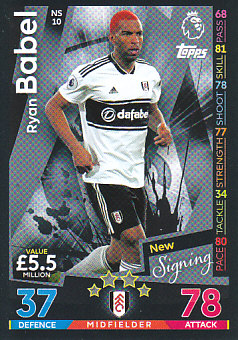 Ryan Babel Fulham 2018/19 Topps Match Attax Extra New Signing #NS10